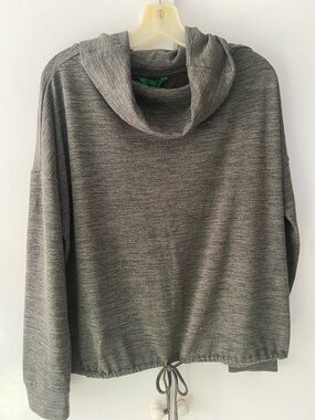 Cozy Gray Drawstring Cowl Neck Women's Sweater
